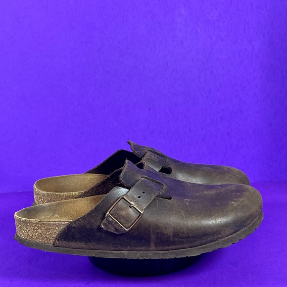 Birkenstock Women's Brown Leather Boston Clogs Shoe Size 11 - Picture 1 of 9